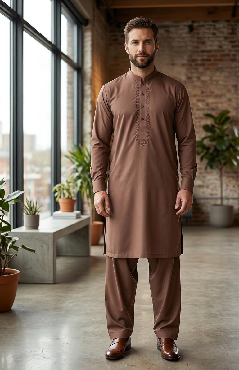 Versatile Brown Shalwar Kameez