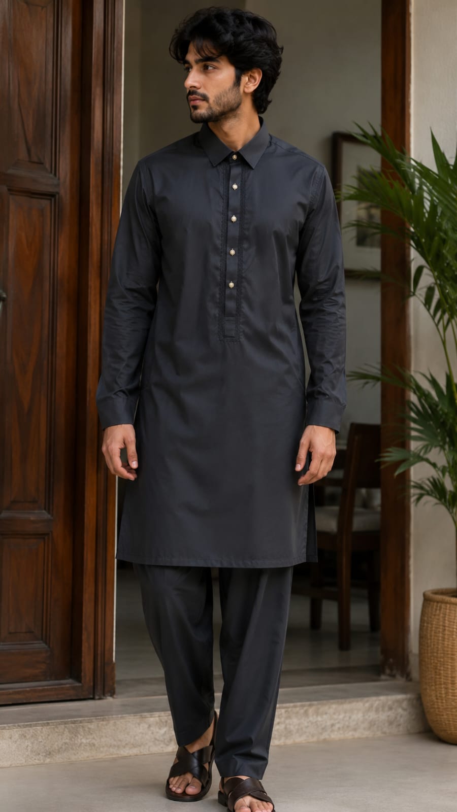 Stylish Charcoal Gray (Near Black) Shalwar Kameez