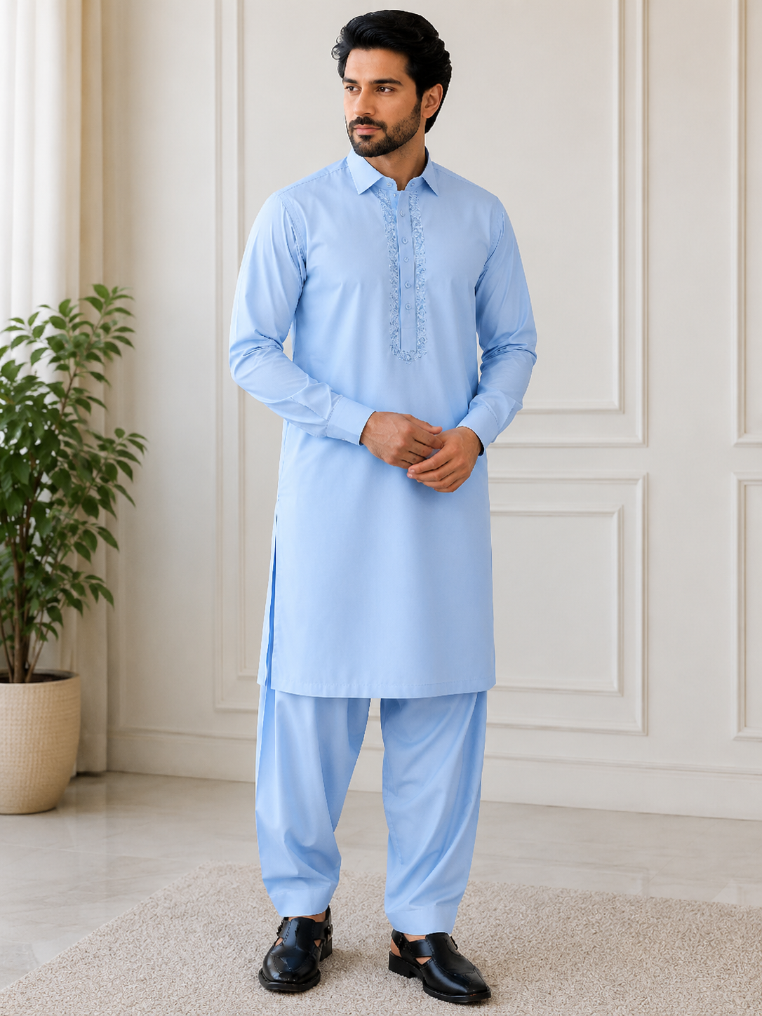 Sky Blue Shalwar Kameez for a Refined and Graceful Look