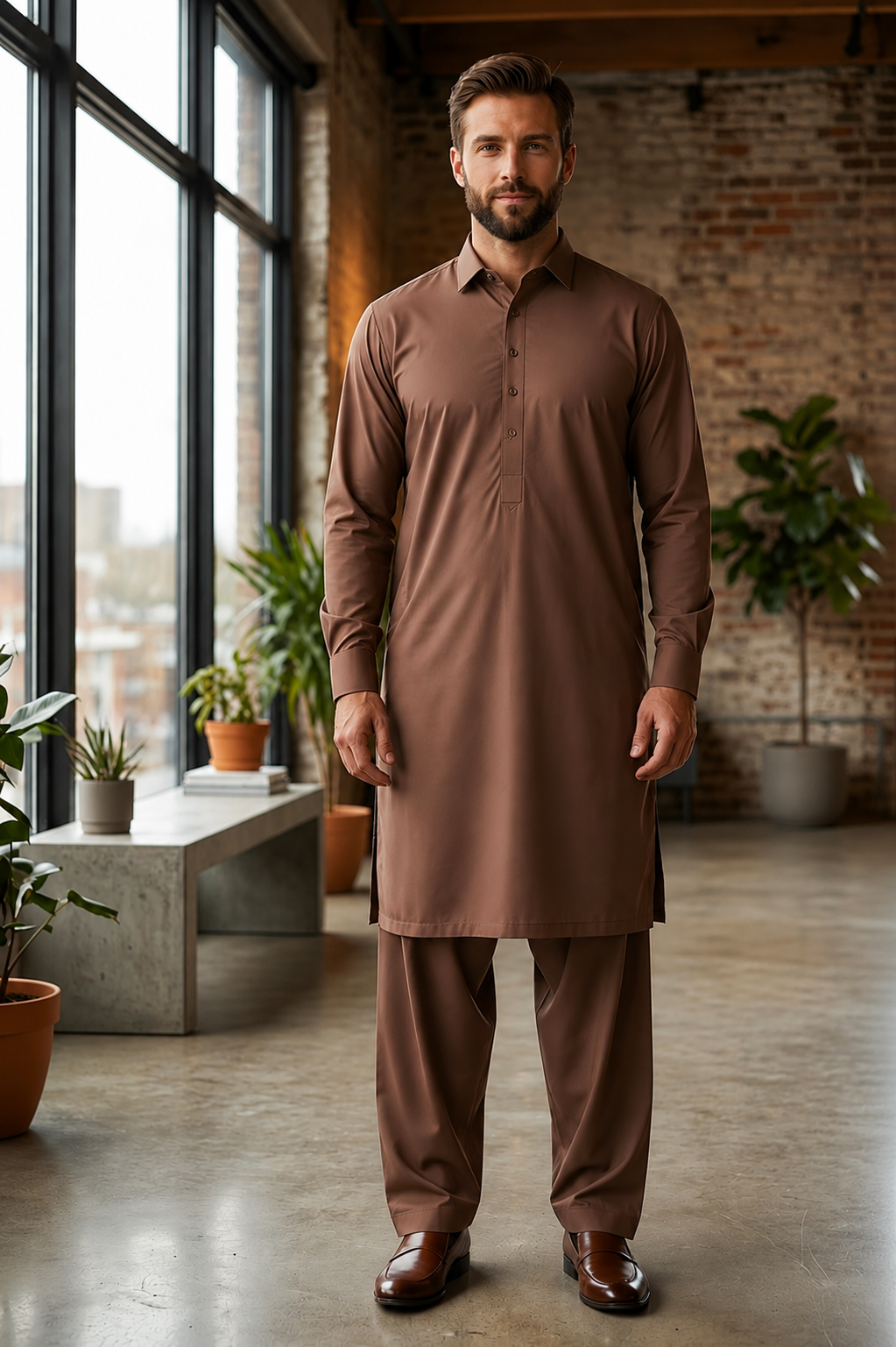 Versatile Brown Shalwar Kameez