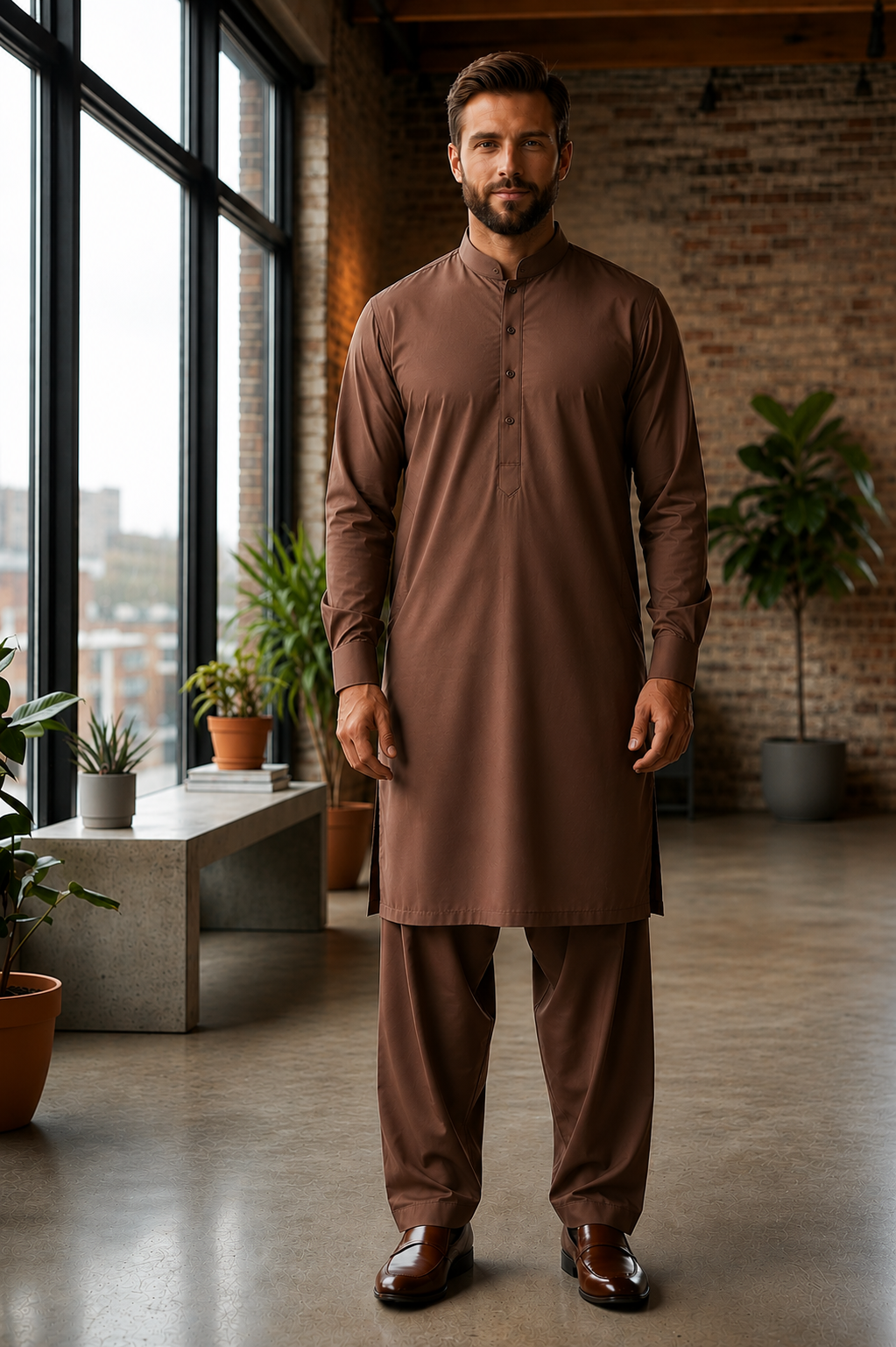 Versatile Brown Shalwar Kameez