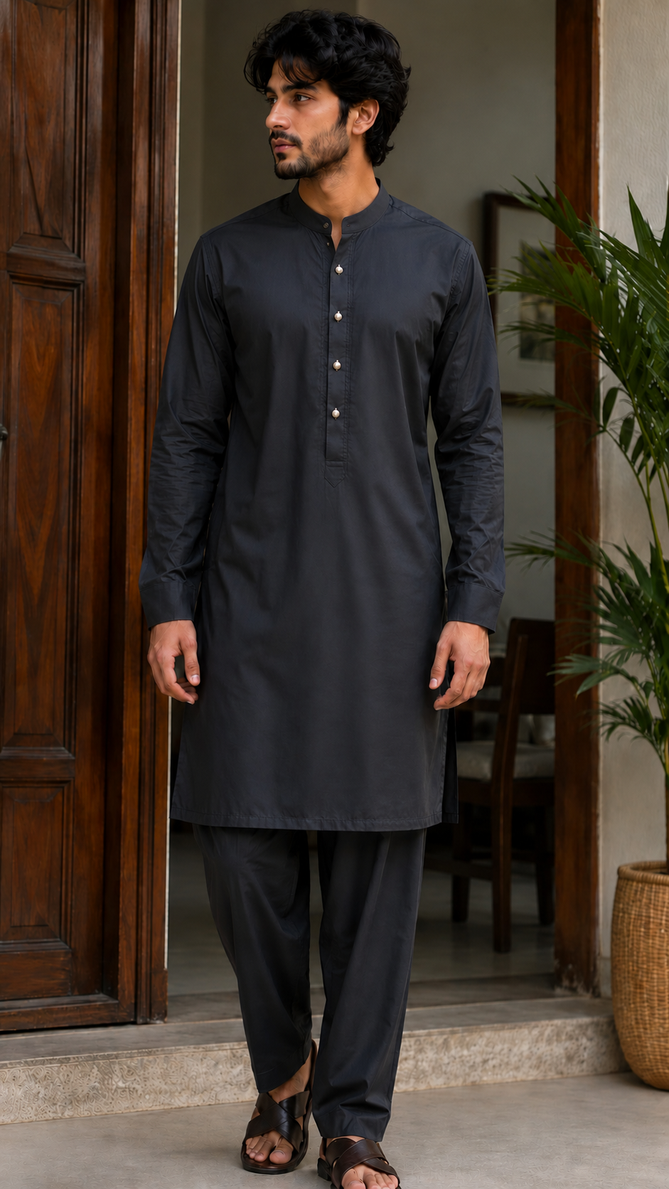 Stylish Charcoal Gray (Near Black) Shalwar Kameez