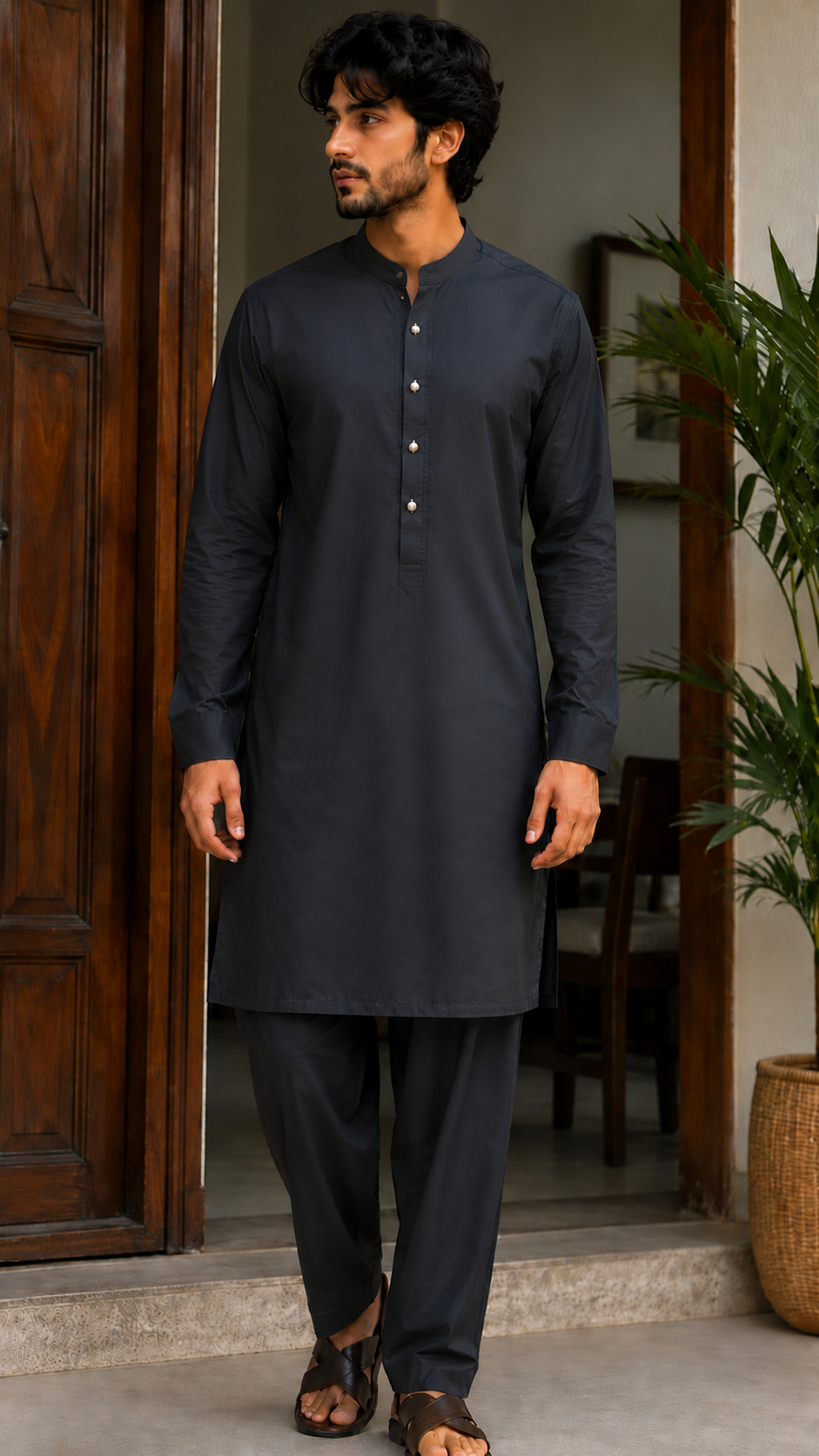 Stylish Charcoal Gray (Near Black) Shalwar Kameez