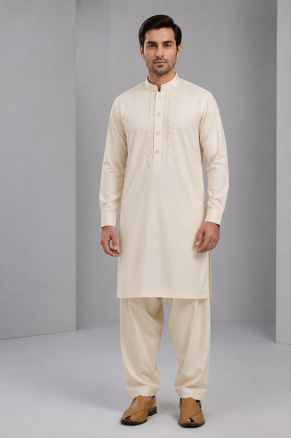 Modern Sophisticated Cream Color Shalwar Kameez