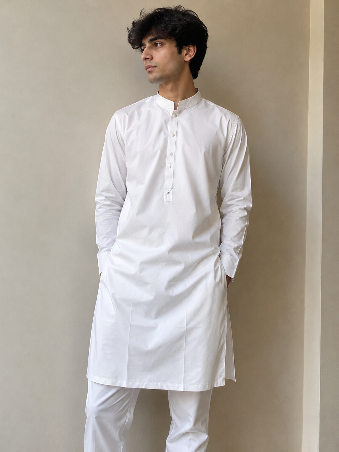 Classic Off White Kameez with Trouser (Pajama)