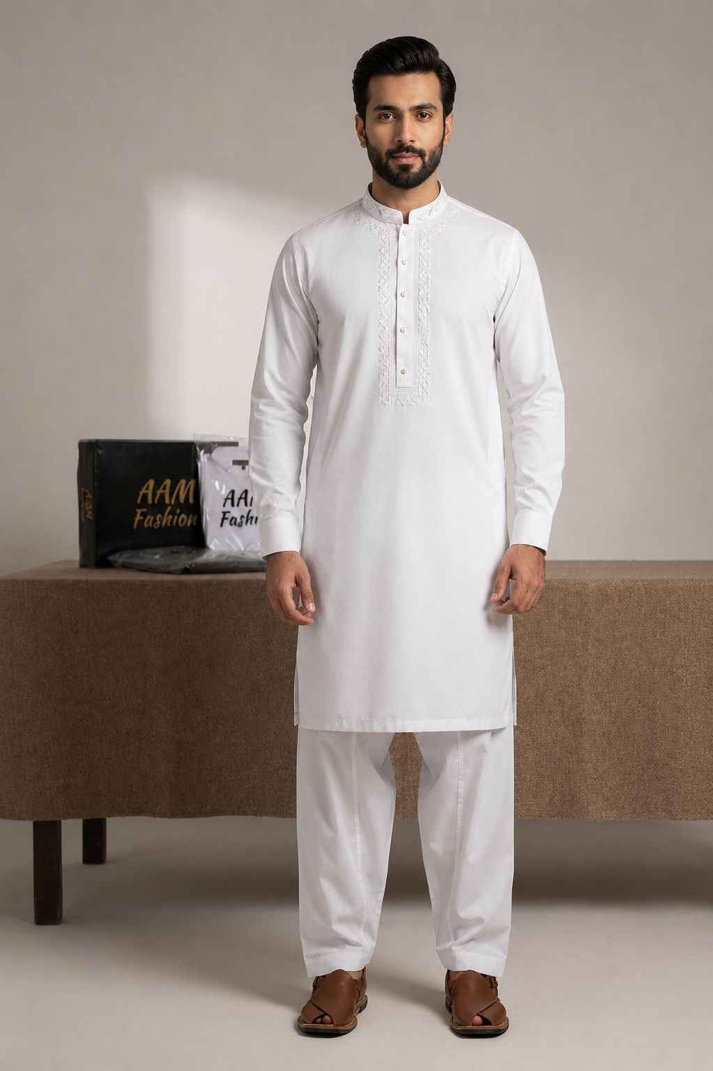 Elegant Off White Shalwar Kameez