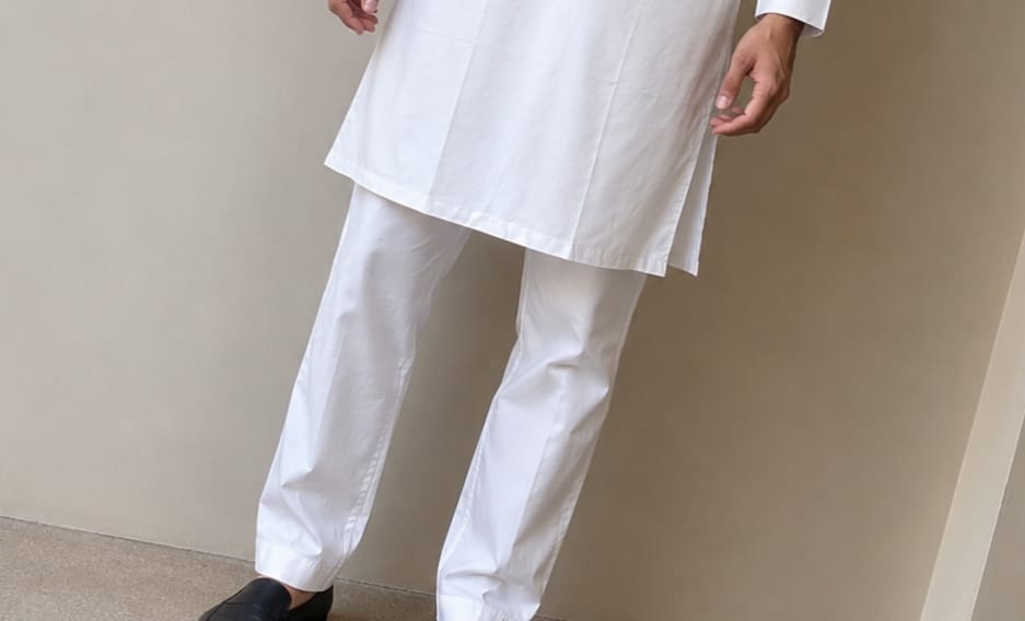Classic Off White Kameez with Trouser (Pajama)