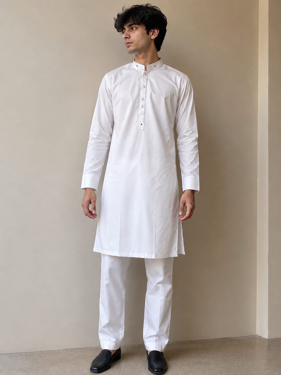 Classic Off White Kameez with Trouser (Pajama)