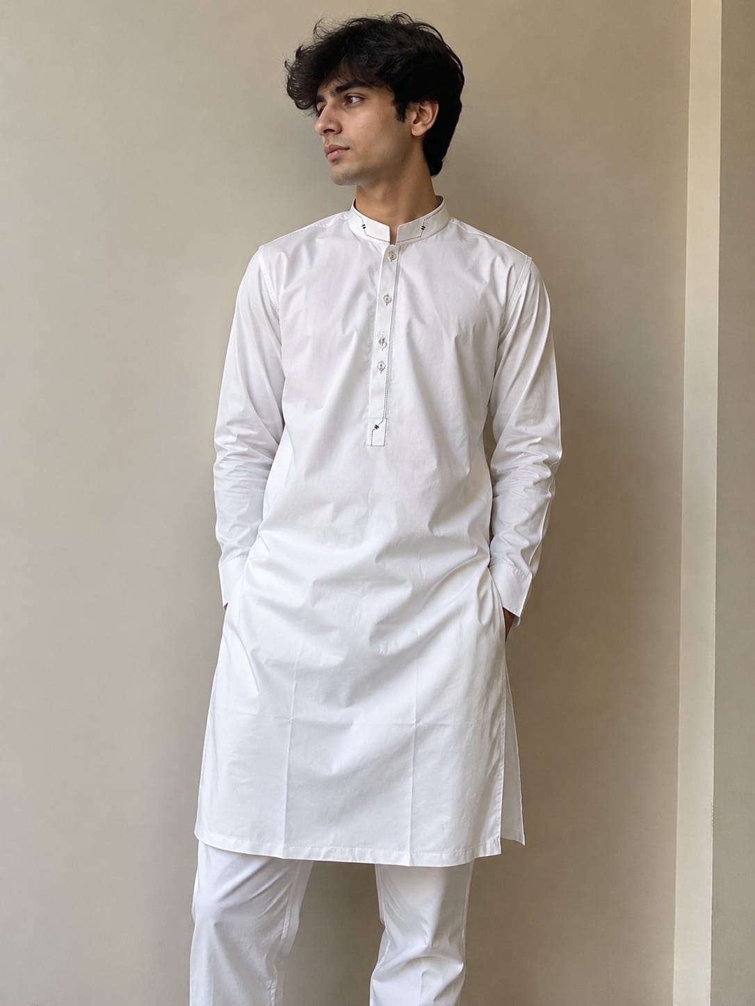 Classic Off White Kameez with Trouser (Pajama)