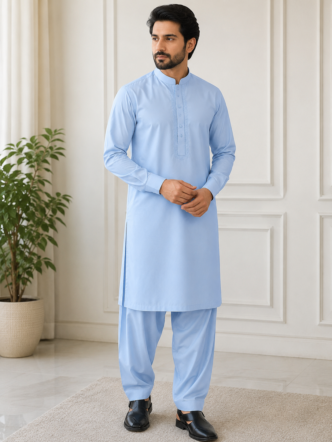 Sky Blue Shalwar Kameez for a Refined and Graceful Look
